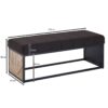 Wohnling Sitzbank dunkelbraun schwarz natur Stoff Eisen Echtholz B/H/T: ca. 105x40x40 cm – Bild 2