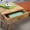 Wohnling Sitzbank natur braun Echtholz Leder B/H/T: ca. 100x52x38 cm – Bild 4
