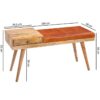 Wohnling Sitzbank natur braun Echtholz Leder B/H/T: ca. 100x52x38 cm – Bild 5