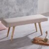 Wohnling Sitzbank beige natur Stoff Echtholz B/H/T: ca. 117x51x38 cm – Bild 3