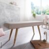 Wohnling Sitzbank beige natur Stoff Echtholz B/H/T: ca. 117x51x38 cm – Bild 4