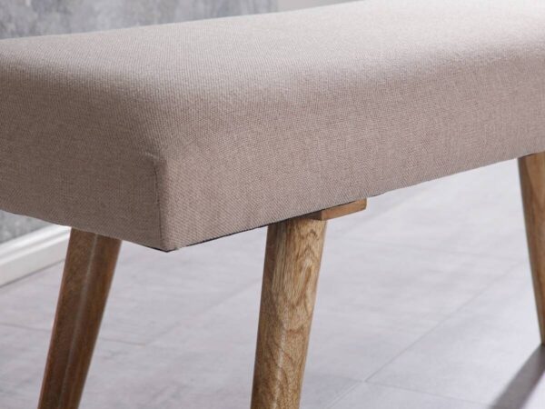 Wohnling Sitzbank beige natur Stoff Echtholz B/H/T: ca. 117x51x38 cm – Bild 5