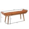 Wohnling Sitzbank braun natur Leder Echtholz B/H/T: ca. 125x50x38 cm – Bild 2