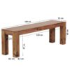 Wohnling Sitzbank natur Echtholz B/H/T: ca. 160x45x35 cm – Bild 3