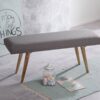 Wohnling Sitzbank grau natur Stoff Echtholz B/H/T: ca. 117x51x38 cm – Bild 2