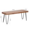 Wohnling Sitzbank natur schwarz Akazie Metall B/H/T: ca. 120x45x40 cm – Bild 3