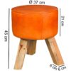 Wohnling Sitzhocker braun natur Leder Echtholz B/H/T: ca. 37x45x37 cm Wohnling Sitzhocker braun natur Leder Echtholz B/H/T: ca. 37x45x37 cm – Bild 2