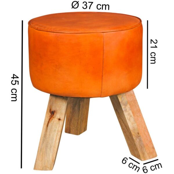 Wohnling Sitzhocker braun natur Leder Echtholz B/H/T: ca. 37x45x37 cm Wohnling Sitzhocker braun natur Leder Echtholz B/H/T: ca. 37x45x37 cm – Bild 2