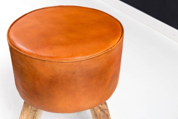 Wohnling Sitzhocker braun natur Leder Echtholz B/H/T: ca. 37x45x37 cm Wohnling Sitzhocker braun natur Leder Echtholz B/H/T: ca. 37x45x37 cm – Bild 3