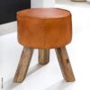 Wohnling Sitzhocker braun natur Leder Echtholz B/H/T: ca. 37x45x37 cm Wohnling Sitzhocker braun natur Leder Echtholz B/H/T: ca. 37x45x37 cm – Bild 5