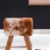Wohnling Sitzhocker natur natur Leder Echtholz B/H/T: ca. 40x47x25 cm – Bild 2