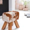 Wohnling Sitzhocker natur natur Leder Echtholz B/H/T: ca. 40x47x25 cm – Bild 3