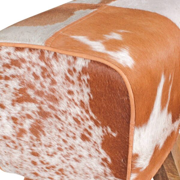 Wohnling Sitzhocker natur natur Leder Echtholz B/H/T: ca. 40x47x25 cm – Bild 4