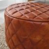Wohnling Sitzhocker braun natur Leder Echtholz B/H/T: ca. 35x46x35 cm – Bild 4