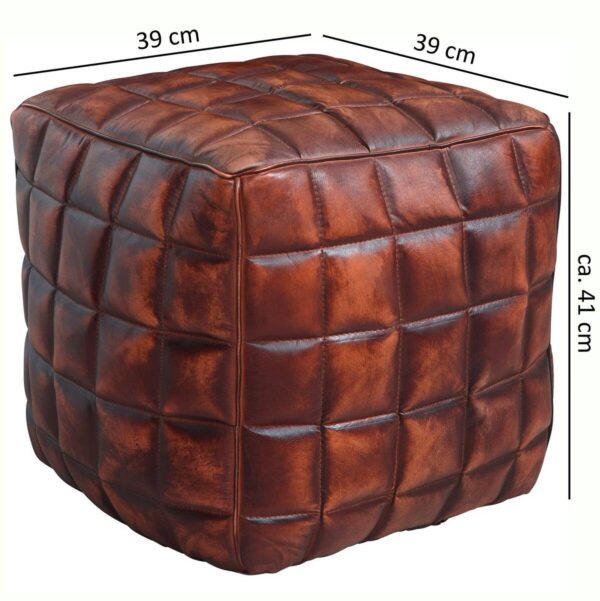 Wohnling Sitzhocker braun Leder B/H/T: ca. 39x41x39 cm Wohnling Sitzhocker braun Leder B/H/T: ca. 39x41x39 cm – Bild 2