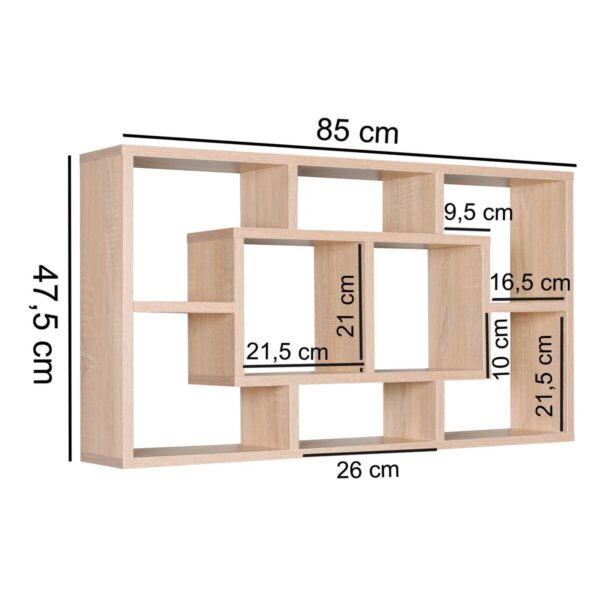 Wandregal Eiche Sonoma Nachbildung B/H/T: ca. 85x47,5x16 cm – Bild 4