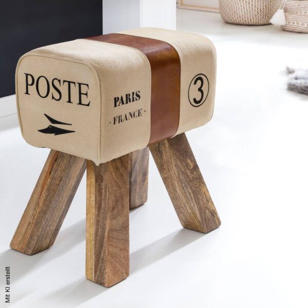 Wohnling Sitzhocker beige B/H/T: ca. 40x47x30 cm – Bild 4