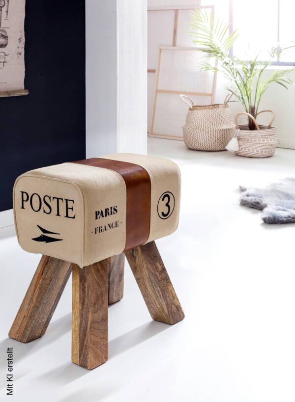 Wohnling Sitzhocker beige B/H/T: ca. 40x47x30 cm – Bild 5