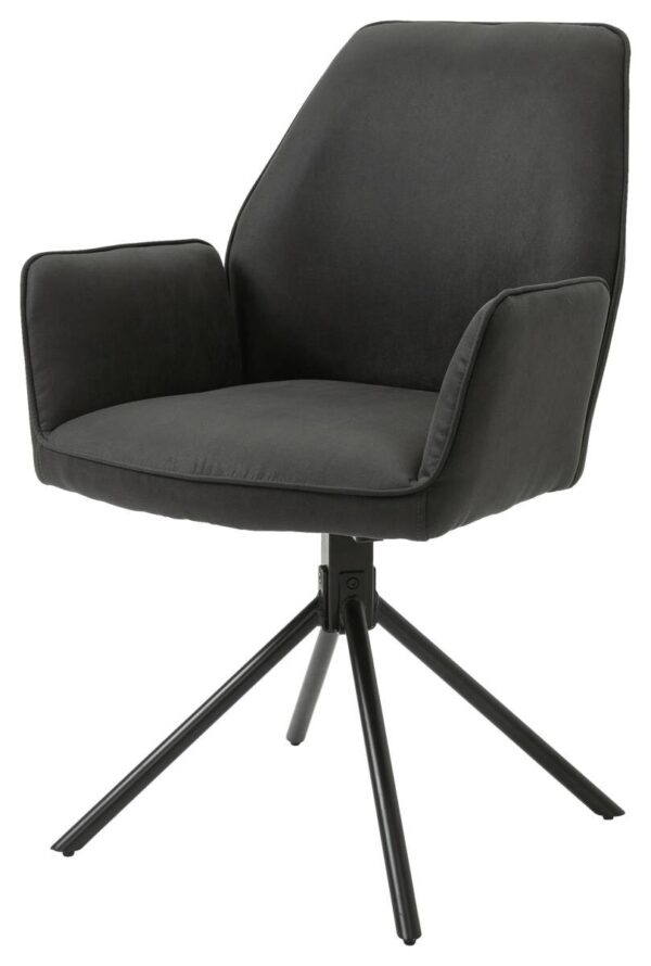 Stuhl BLAIR 2er-Set anthrazit Vintage schwarz Stoff Metall B/H/T: ca. 57x89x61 cm – Bild 2