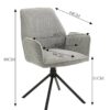 Stuhl BLAIR 2er-Set anthrazit Vintage schwarz Stoff Metall B/H/T: ca. 57x89x61 cm – Bild 5