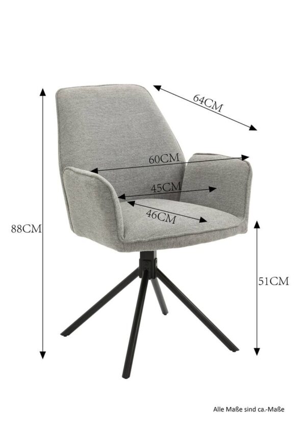 Stuhl BLAIR 2er-Set anthrazit Vintage schwarz Stoff Metall B/H/T: ca. 57x89x61 cm – Bild 5