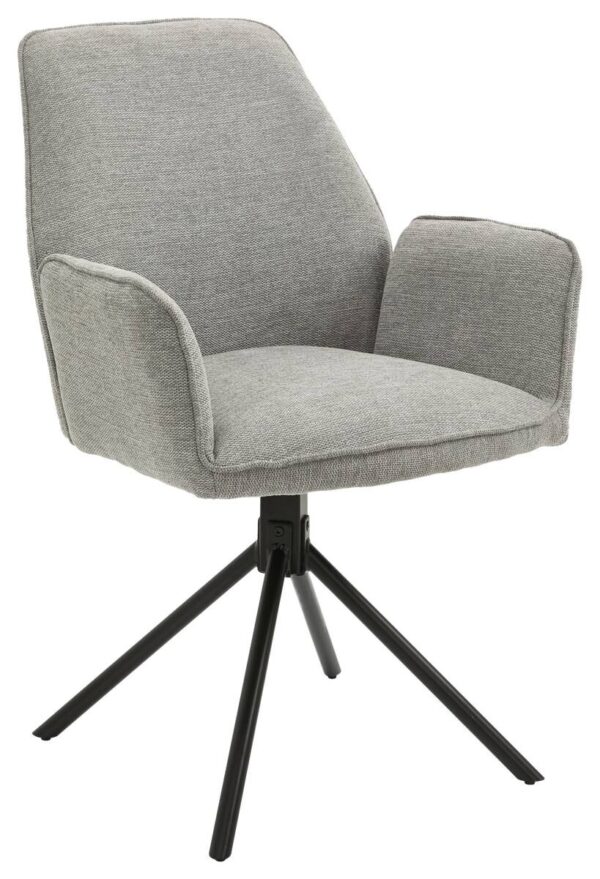 Stuhl BLAIR 2er-Set hellgrau schwarz Webstoff Metall B/H/T: ca. 57x89x61 cm – Bild 3