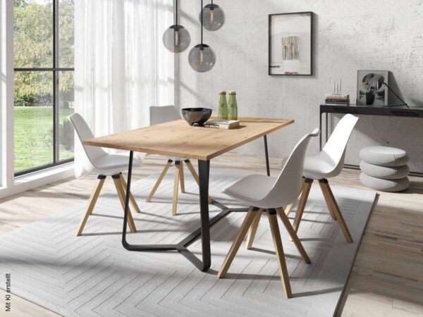 Stuhl KIRA 2er-Set weiß weiß Eiche Kunststoff Kunstleder Metall B/H/T: ca. 48x86x55,5 cm – Bild 4
