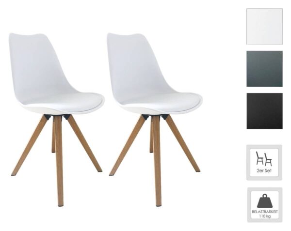 Stuhl KIRA 2er-Set weiß weiß Eiche Kunststoff Kunstleder Metall B/H/T: ca. 48x86x55,5 cm – Bild 5