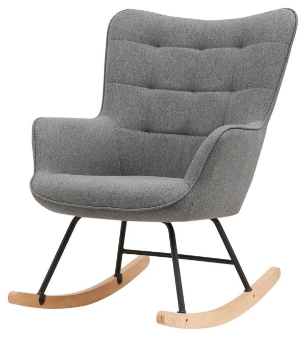byLIVING Schaukelstuhl RICHIE grau schwarz natur Webstoff Metall Buche B/H/T: ca. 72x92x92 cm byLIVING Schaukelstuhl RICHIE grau schwarz natur Webstoff Metall Buche B/H/T: ca. 72x92x92 cm – Bild 2