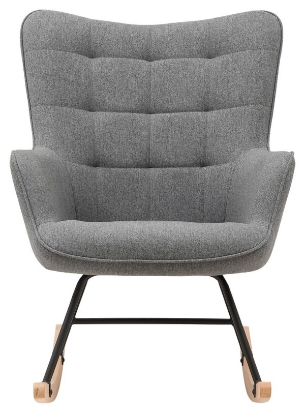 byLIVING Schaukelstuhl RICHIE grau schwarz natur Webstoff Metall Buche B/H/T: ca. 72x92x92 cm byLIVING Schaukelstuhl RICHIE grau schwarz natur Webstoff Metall Buche B/H/T: ca. 72x92x92 cm – Bild 3
