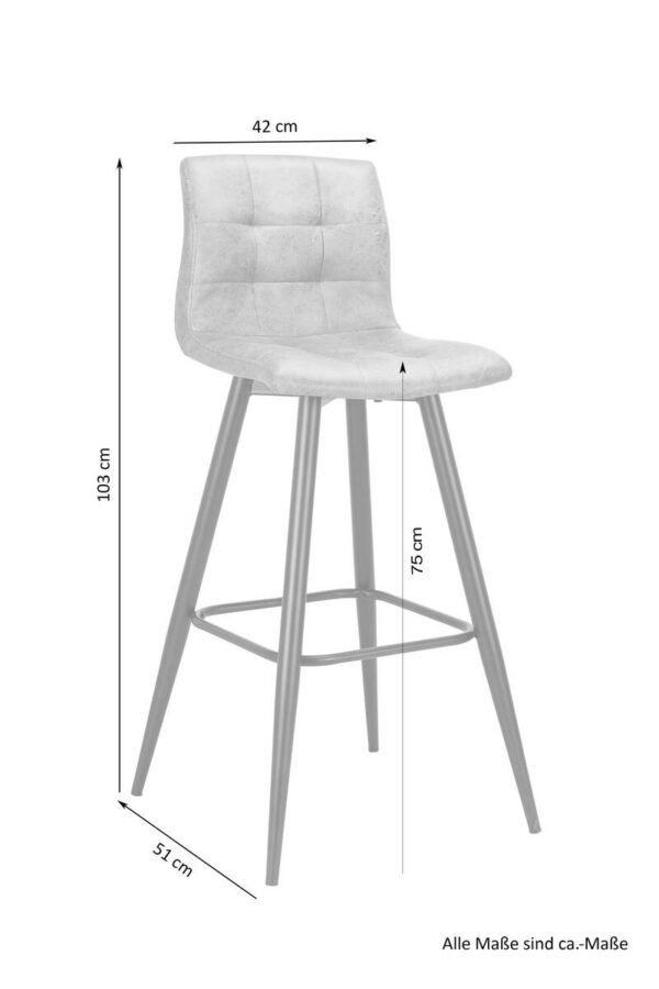 Barhocker SIMONE 2er-Set anthrazit Webstoff B/H/T: ca. 42x103x51 cm – Bild 4