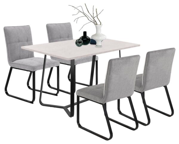 Stuhl TALEA 2er-Set hellgrau schwarz Webstoff Metall B/H/T: ca. 46x86x55 cm – Bild 2