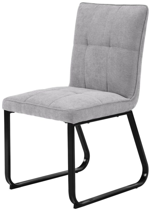 Stuhl TALEA 2er-Set hellgrau schwarz Webstoff Metall B/H/T: ca. 46x86x55 cm – Bild 4