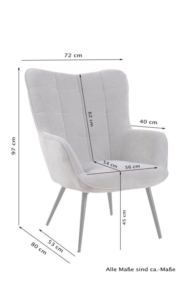byLIVING Sessel UTA grau schwarz Stoff Metall B/H/T: ca. 72x97x80 cm – Bild 4