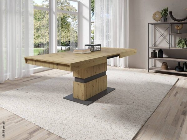 Tisch MATTHEW Eiche Nachbildung anthrazit B/H/T: ca. 160x75x90 cm – Bild 2