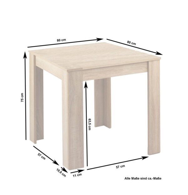 Tisch NEPAL Eiche Nachbildung B/H/T: ca. 80x75x80 cm – Bild 4