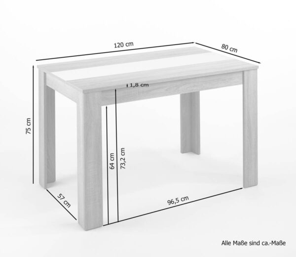 Tisch NORI Eiche Sonoma Nachbildung B/H/T: ca. 120x75x80 cm – Bild 5
