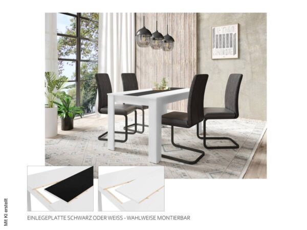 Tisch NORI weiß schwarz B/H/T: ca. 140x75x80 cm – Bild 5
