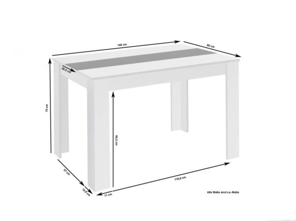 Tisch NORI Eiche Old Wood Nachbildung B/H/T: ca. 140x75x80 cm – Bild 3