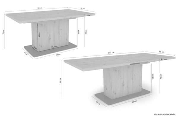 Tisch ATHEN Beton B/H/T: ca. 160x75x90 cm – Bild 2