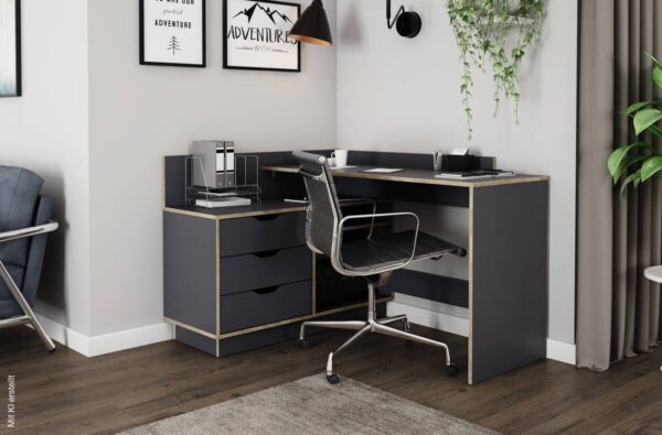 Winkelschreibtisch BELFAST anthrazit Eiche Optik B/H/T: ca. 129x83,5x105 cm Winkelschreibtisch BELFAST anthrazit Eiche Optik B/H/T: ca. 129x83,5x105 cm – Bild 5