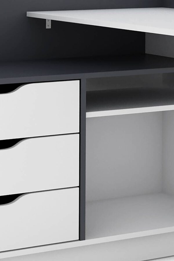 Winkelschreibtisch BELFAST weiß anthrazit B/H/T: ca. 129x83,5x105 cm – Bild 5