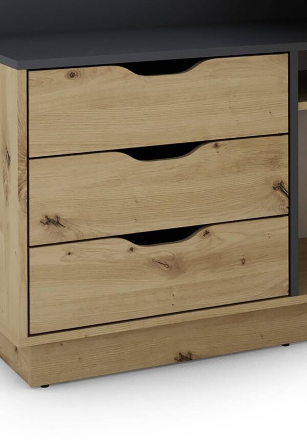 Winkelschreibtisch BELFAST anthrazit Eiche Nachbildung B/H/T: ca. 129x83,5x105 cm – Bild 2