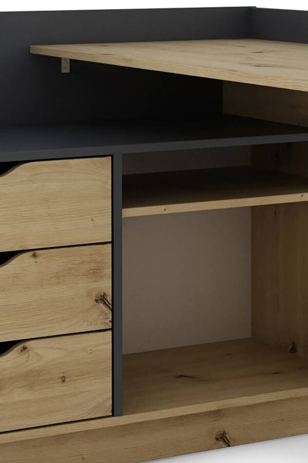 Winkelschreibtisch BELFAST anthrazit Eiche Nachbildung B/H/T: ca. 129x83,5x105 cm – Bild 3