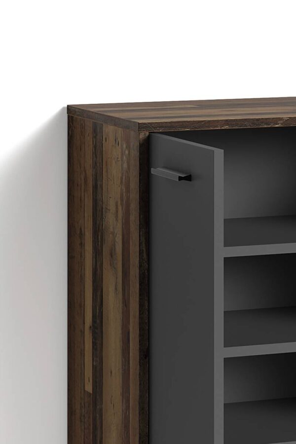 Schuhkommode BEN Eiche Old Wood Nachbildung anthrazit B/H/T: ca. 63x83x35 cm – Bild 3