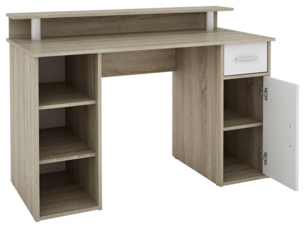Schreibtisch DIEGO Eiche Sonoma Nachbildung weiß silber B/H/T: ca. 120x88x55 cm – Bild 4