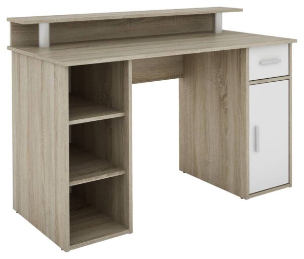 Schreibtisch DIEGO Eiche Sonoma Nachbildung weiß silber B/H/T: ca. 120x88x55 cm – Bild 5