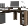Schreibtisch FOX Eiche Old Wood Nachbildung anthrazit B/H/T: ca. 139x90,8x139 cm – Bild 3
