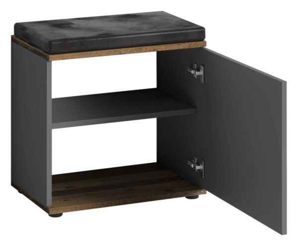 Sitzbank JAKOB schwarz anthrazit Eiche Old Wood Nachbildung B/H/T: ca. 48,5x49x30 cm – Bild 4
