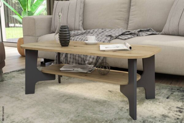 Couchtisch JONNY Eiche Nachbildung anthrazit B/H/T: ca. 110x42,5x55 cm Couchtisch JONNY Eiche Nachbildung anthrazit B/H/T: ca. 110x42,5x55 cm – Bild 4